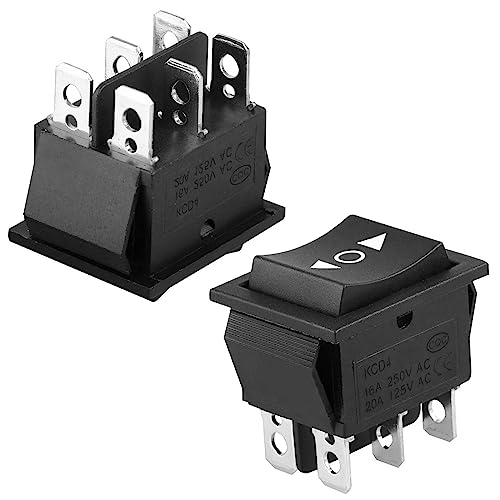 EEEkit 2 Pack 6 PIN DPDT 20 Amp Momentary Rocker Switch. Double Pole Double Throw for Car Motorcycle Boat or Other Home Appliances