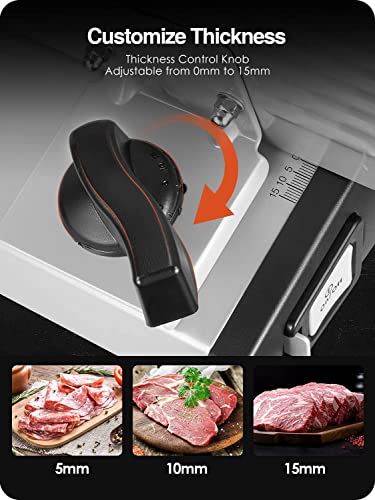 200W Electric Deli Meat Slicer. 7.5 Removable Stainless Steel Blade. Adjustable Thickness. Child Lock - For Home Use