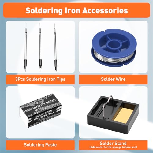 Mini Cordless Soldering Iron Kit. USB Rechargeable Portable Cordless Soldering Iron. LCD Digital Adjustable Temperature Soldering Gun Thermostatic Soldering Kit for Home Appliance Repair. DIY - Orange