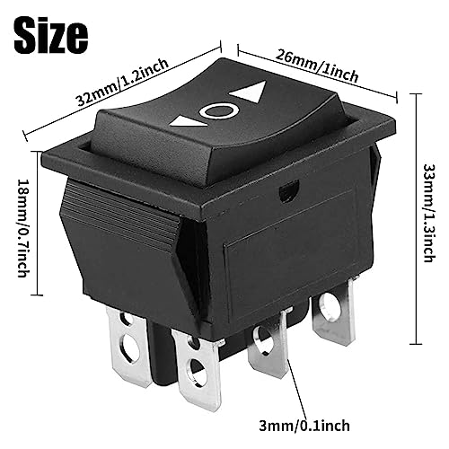 EEEkit 2 Pack 6 PIN DPDT 20 Amp Momentary Rocker Switch. Double Pole Double Throw for Car Motorcycle Boat or Other Home Appliances