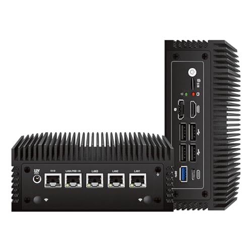 Fanless N100 Industrial Mini PC Micro Firewall Appliance. 4 * 2.5Gbe i225 LAN Ports POE in Mini Computer 8GB DDR4 RAM 128GB SATA SSD. USB-C/5*USB/SIM Slot/HD+DP/Home Network Pfsense Router