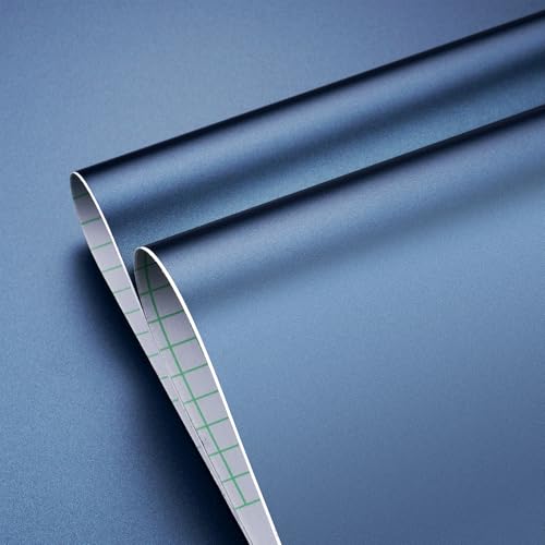 YENHOME 17.7X393 Blue Stainless Steel Contact Paper for Dishwasher Appliance Refrigerator Wrap Vinyl Self Adhesive Blue Metallic Wallpaper Stick and Peel for Kitchen Cabinets Countertops Waterproof