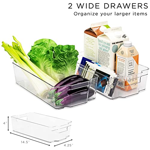 Sorbus Fridge Bins and Freezer Bins Refrigerator Organizer Stackable Food Storage Containers BPA-Free Drawer Organizers for Refrigerator Freezer and Pantry (Pack of 6)