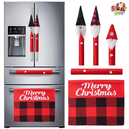 JOYIN Christmas Refrigerator Handle Covers Set of 5 Xmas Appliance Handle Covers for Kitchen Fridge Microwave Oven Dishwasher Decoration. Xmas Indoor Décor. Xmas Home Decorations Party Favor Supplies