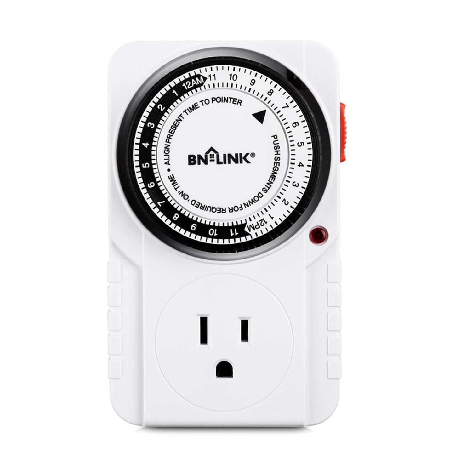 BN-LINK 24 Hour Plug-in Mechanical Timer Grounded for Aquarium. Grow Light. Hydroponics. Indoor Lighting. Home Appliances. ETL Listed 125VAC. 60 Hz. 1875W. 15A. 1/2HP (2 Pack)