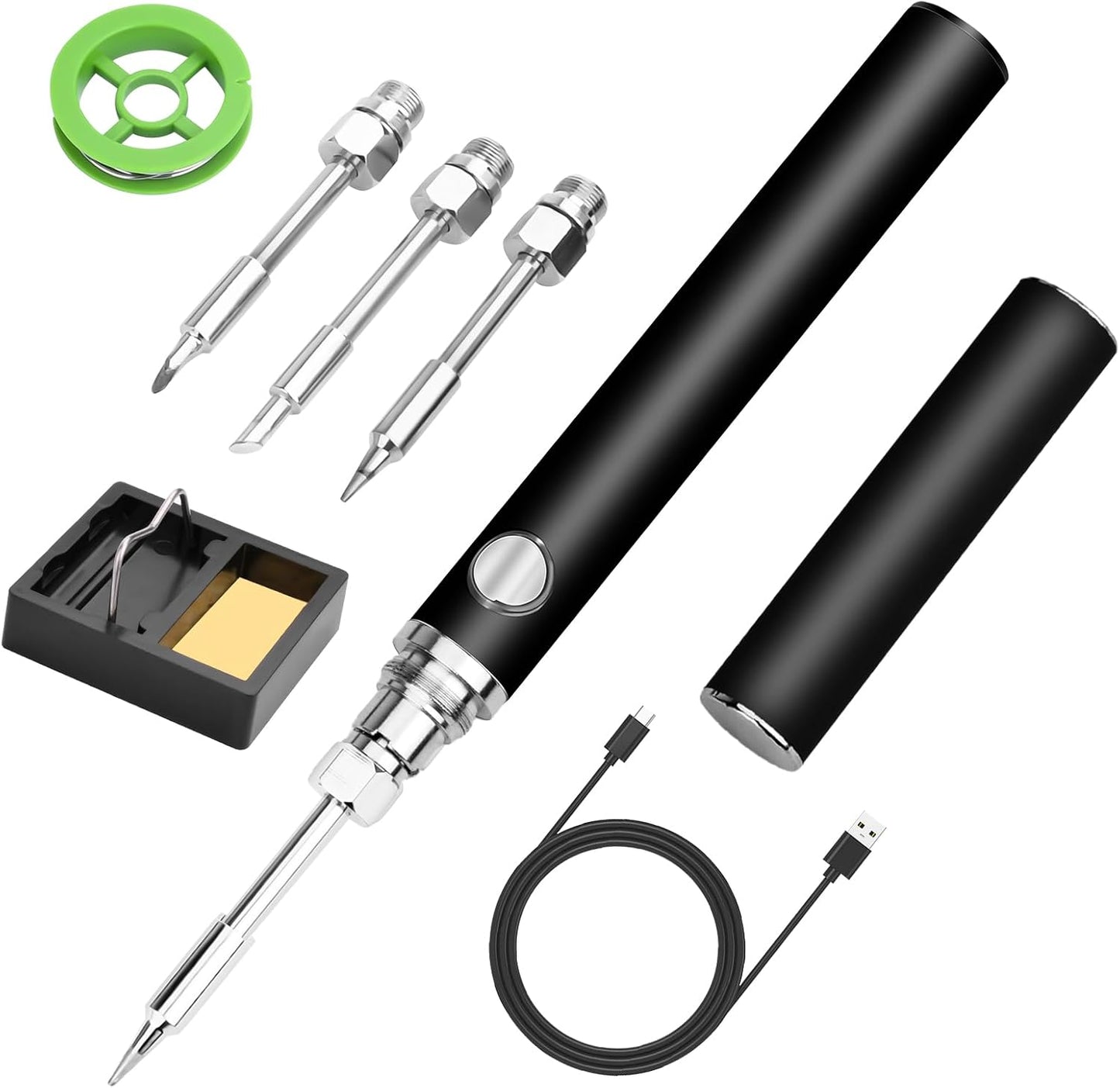 Dmyond Cordless Soldering Iron Kit. USB Rechargeable Portable Cordless Soldering Iron. 3 Temperature Adjustment Soldering Iron Tool Kit for Home Appliance Repair. DIY - Grey