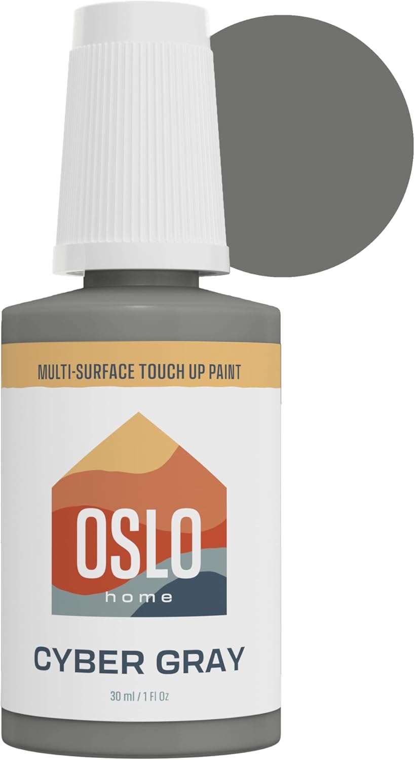 Porcelain + Appliance Touch Up Paint. Cyber Gray. 1oz. High-Gloss. w/Brush in Bottle. for Appliances. and More